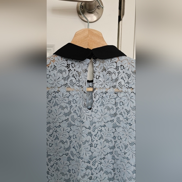 Zara Lace Top with Contrast Peter Pan Collar - Picture 7 of 11